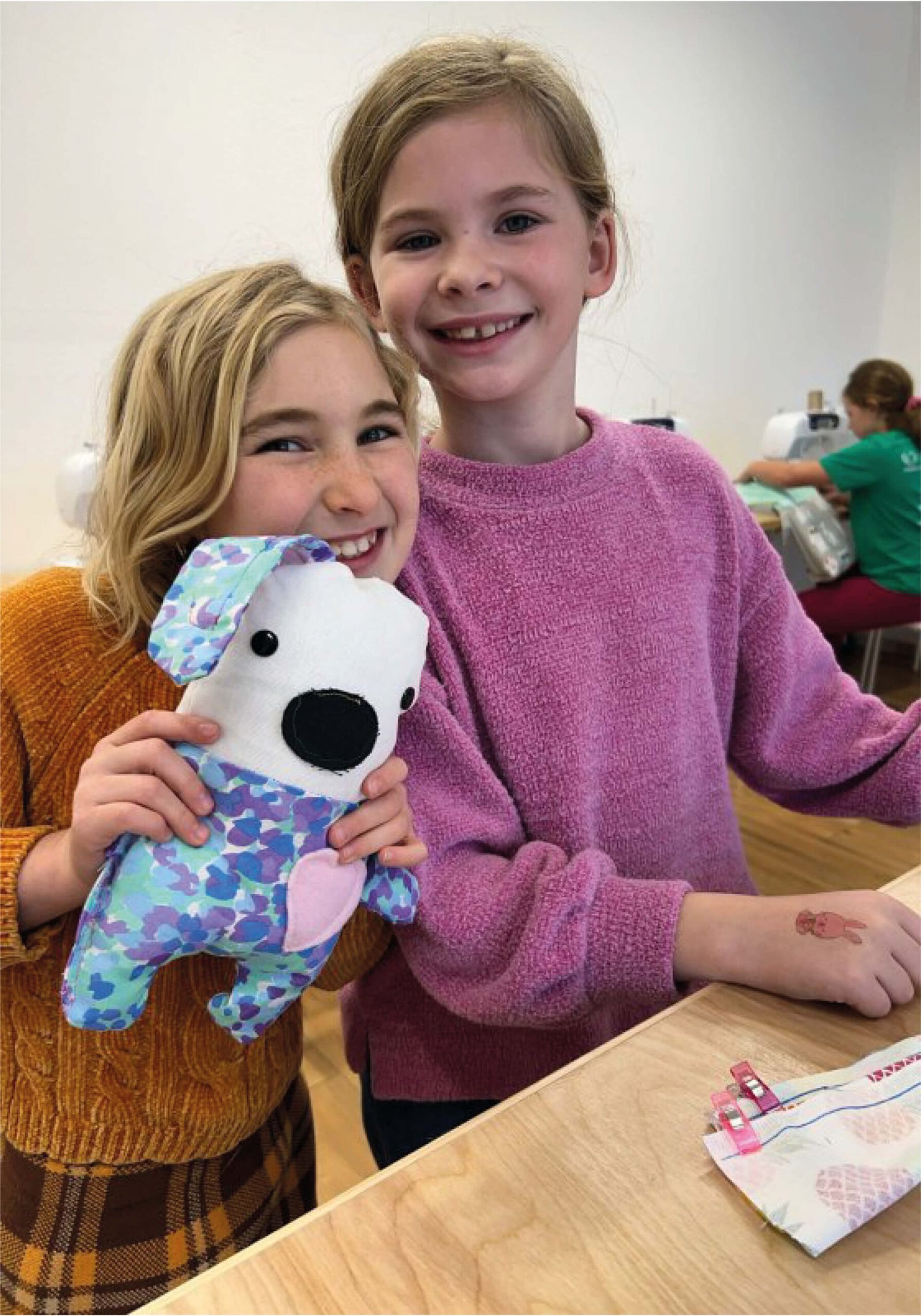 kids sewing with animals